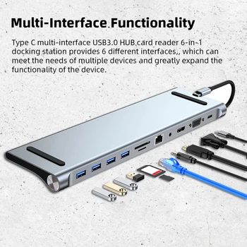Интелигентно зарядно устройство-hub 11 в 1 Mini USB3.0 Продължавам Хъб съвместим с HDMI, скорост на трансфер на 5.0 gbps за преносими компютри, таблети