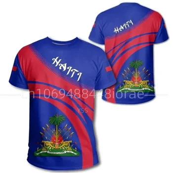 Тениска с флага Хаити 2023, дрехи, ежедневни модни тениски с 3D принтом, националната фланелка Хаити, Национален мъжки и женски топ