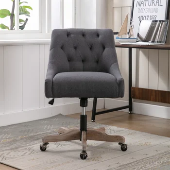 COOLMORE Отточна тръба на шарнирна връзка стол във формата на миди за хол/Модерен офис стол за почивка от струя сив масивно дърво [В наличност в САЩ]