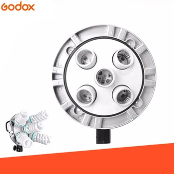 Лампа Godox TL-5 Studio E27 с 5 гнезда, трикольор лампа, мультидержатель Speedring, държач за светкавица ac