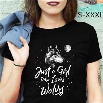 Просто момиче, което обича риза с вълци, риза с вълци, за жени и момичета