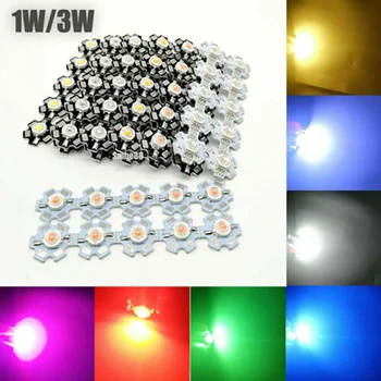 10 Бр. 1 W 3 W 5 W W высокомощный led SMD-чип UV Бял, син, тъмно-Червен, RGB мъниста с печатна платка