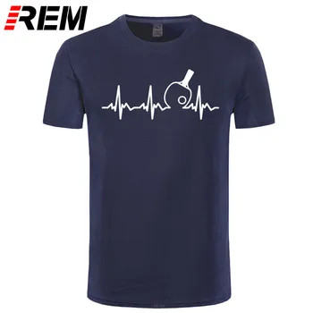 тениска Модна Тениска за тенис на маса Heartbeat, Мъжка Тениска за Пинг-понг от 100% памук, Върхове, Дизайнерски Ежедневни Базова Тениска с къс ръкав, Подарък