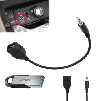 Универсален 3,5 mm авто AUX кабел с конектор аудио AUX вход за USB 2.0 тип конвертор, адаптер конектор за интерфейс U-диск, удължител